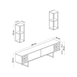 Porta TV antracite e oro 180x30x48h cm modulabile - Artinay