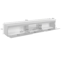 Porta TV antracite 220x44x46h cm 4 ante e 1 cassetto - Maestrale