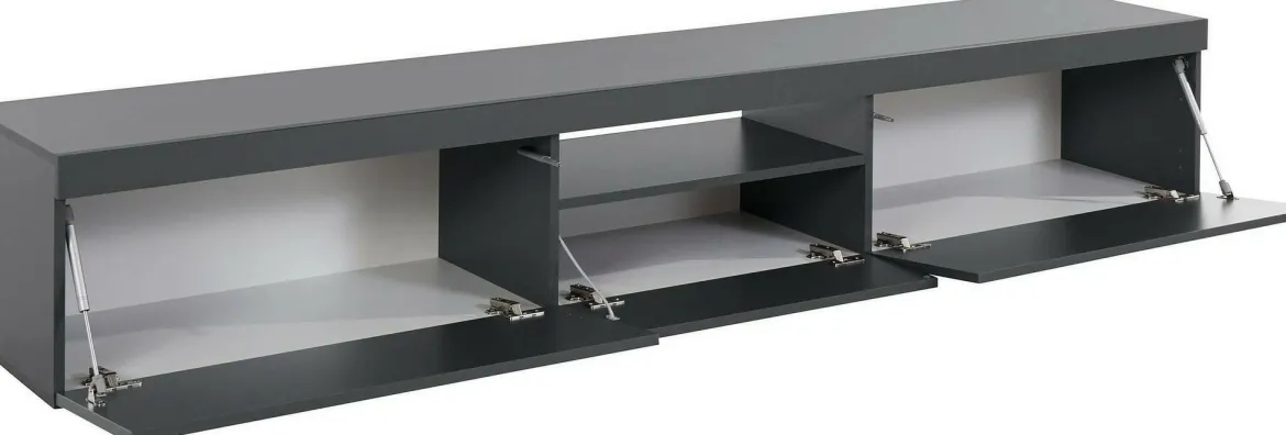 Porta TV antracite 220x44x46h cm 4 ante e 1 cassetto - Maestrale