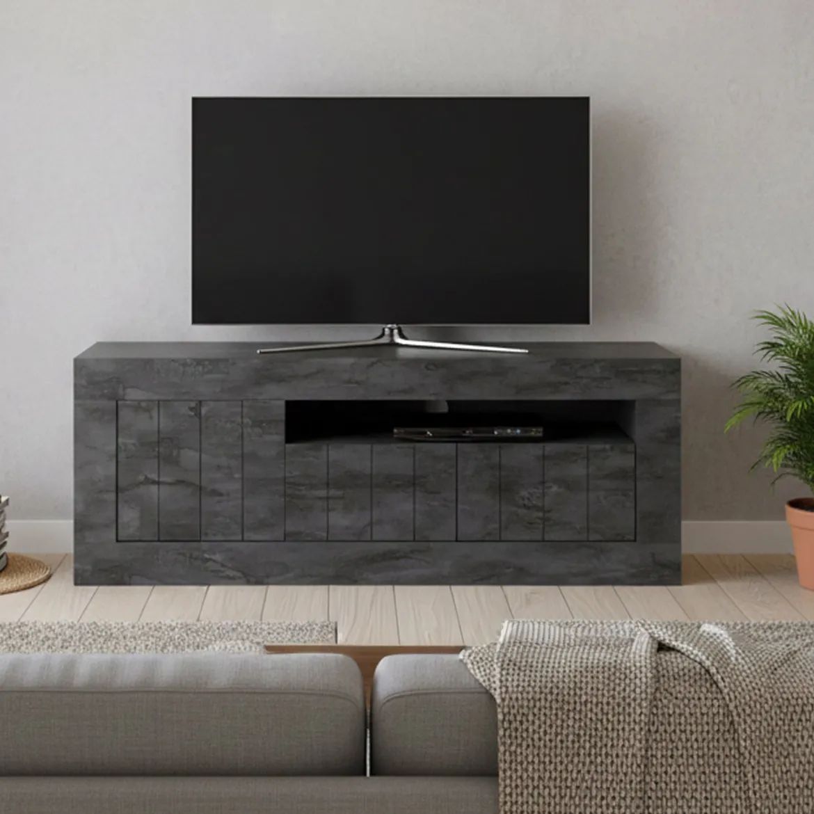 Porta TV ardesia 138x42x56h cm 3 ante - Iole