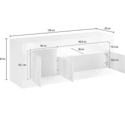 Porta TV ardesia 138x42x56h cm 3 ante - Iole