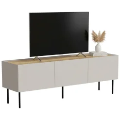 Porta TV beige e rovere 150x40x52h cm 3 ante - Calanna