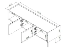 Porta TV beige e rovere 200x40x52h cm 4 ante - Scopa