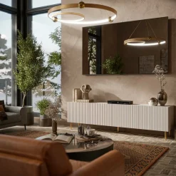Porta TV beige 200x42x52h cm 4 ante - Varenna
