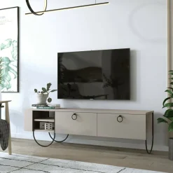 Porta TV beige 150x36x44h cm in legno - Adige