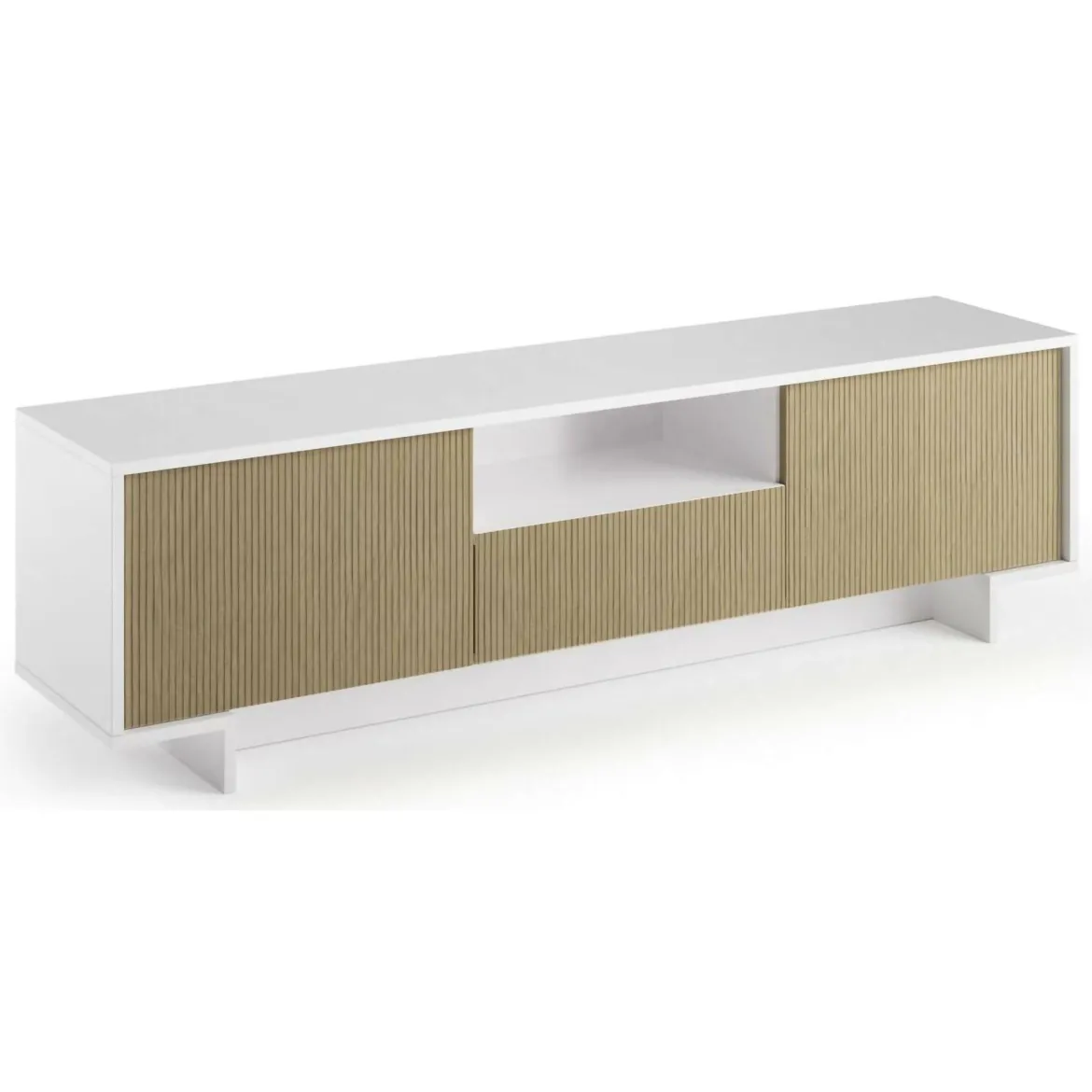 Porta TV bianco e beige 170x42x48h cm 2 ante e 1 cassetto - Atina