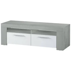 Porta TV bianco e cemento 120x42x40h cm 2 ante - Sparaxis