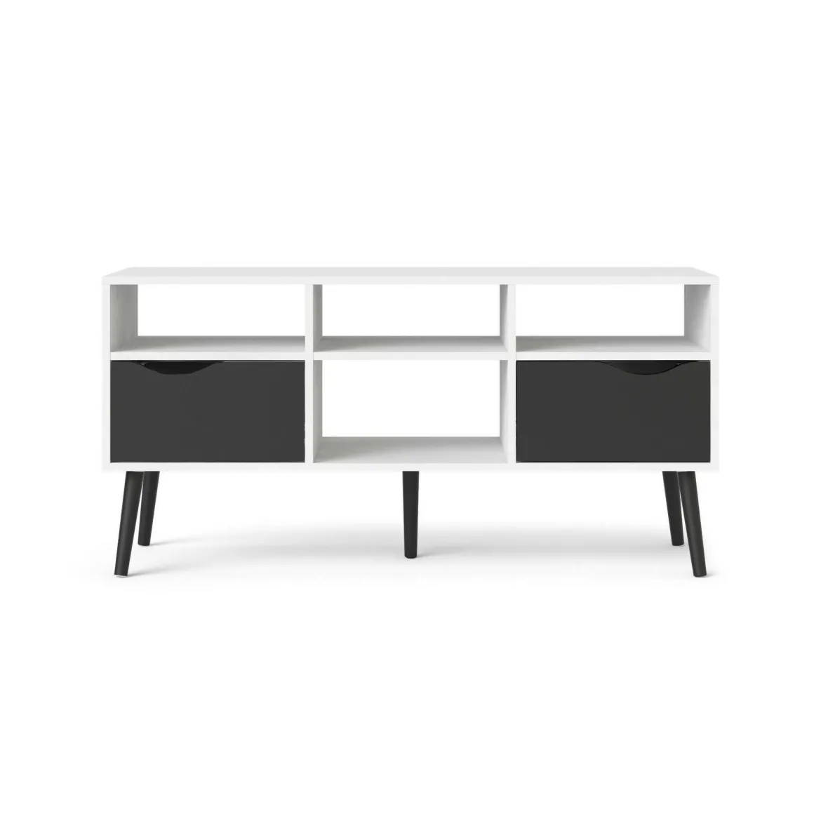 Porta TV bianco e nero 117x39x57h cm in legno - Aliani