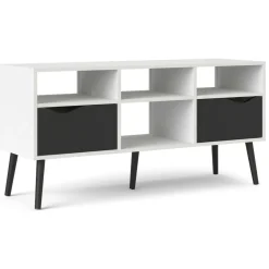 Porta TV bianco e nero 117x39x57h cm in legno - Aliani