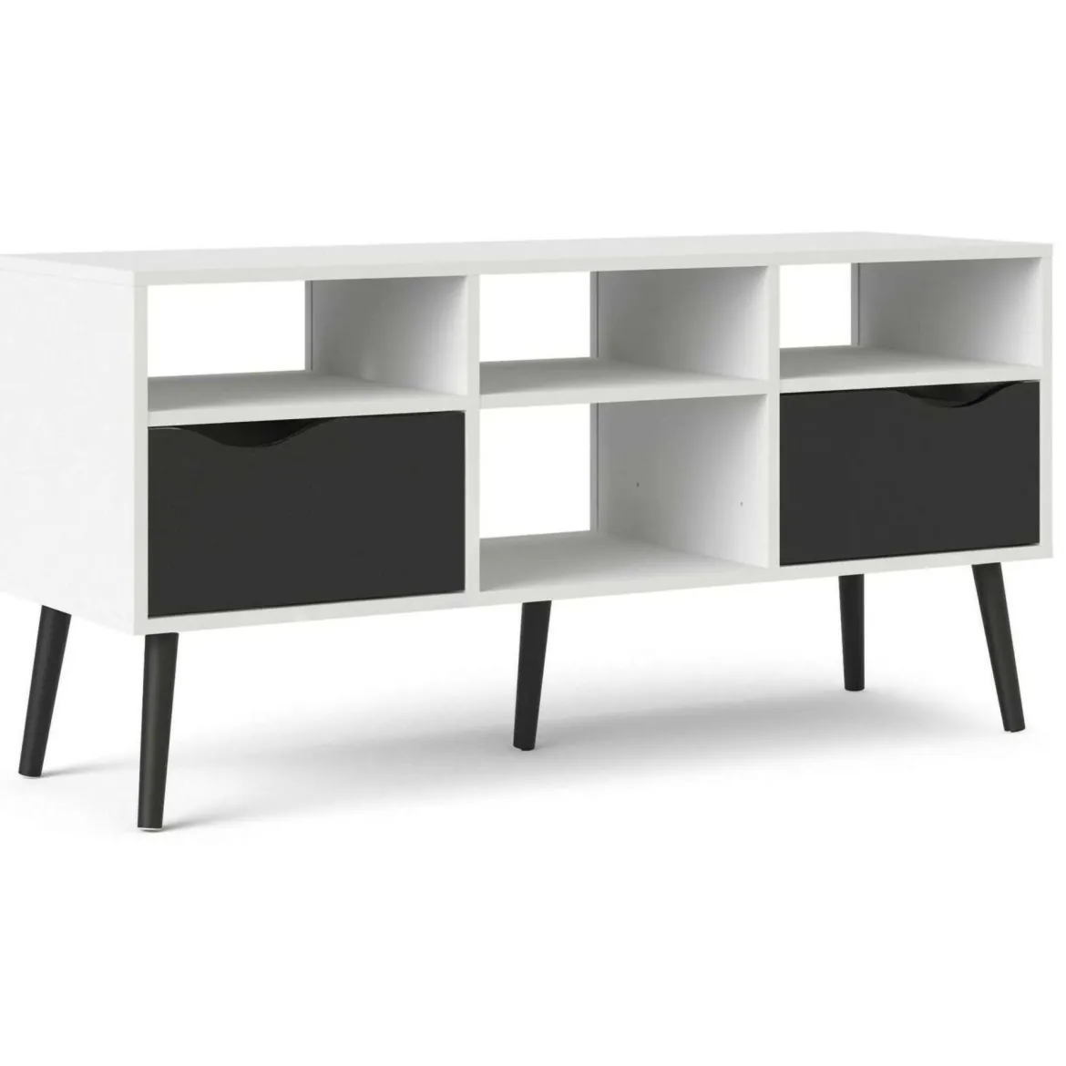 Porta TV bianco e nero 117x39x57h cm in legno - Aliani