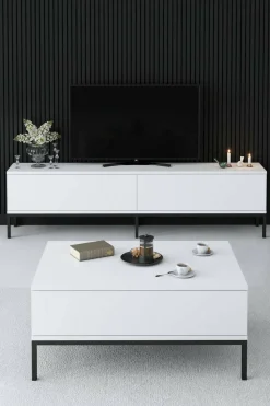 Porta TV bianco e nero 180x30x47h cm modulabile - Espero