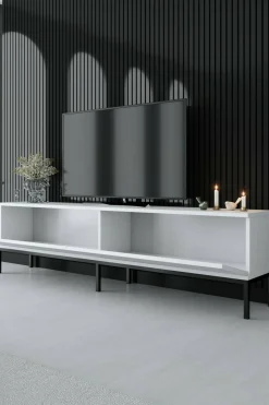 Porta TV bianco e nero 180x30x47h cm modulabile - Espero