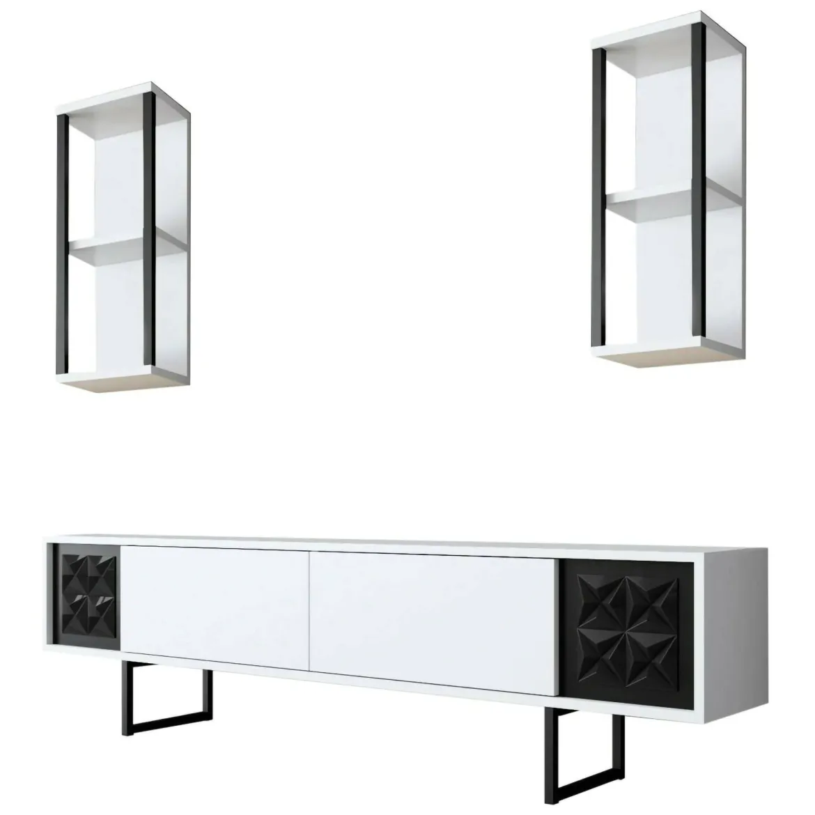 Porta TV bianco e nero 180x30x48h cm modulabile - Axa