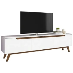 Porta TV bianco e noce 180x35x48h cm 3 ante - Apatite