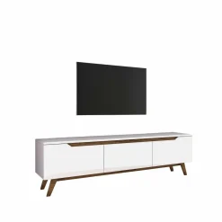 Porta TV bianco e noce 180x35x48h cm 3 ante - Apatite