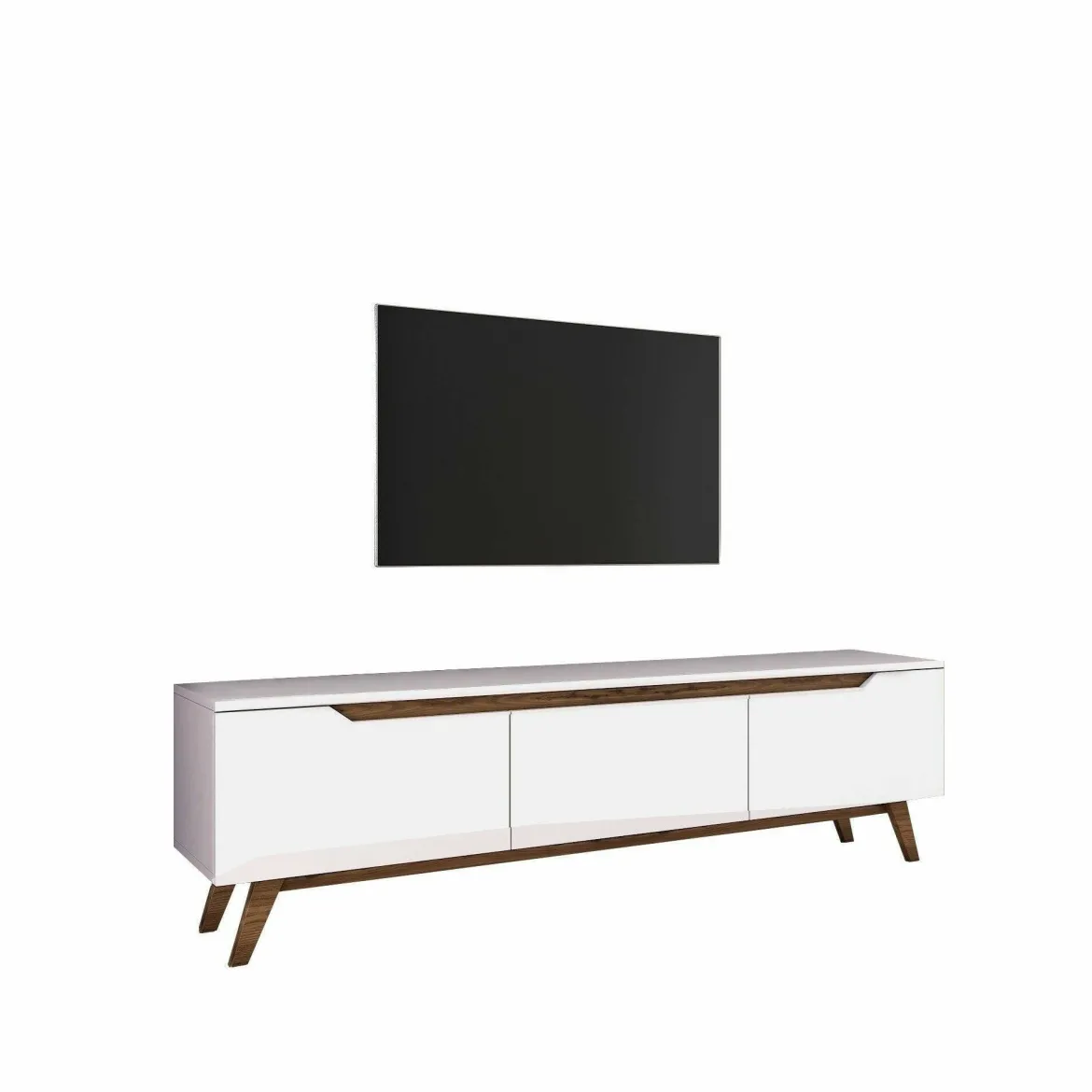 Porta TV bianco e noce 180x35x48h cm 3 ante - Apatite