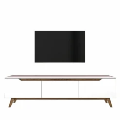 Porta TV bianco e noce 180x35x48h cm 3 ante - Apatite