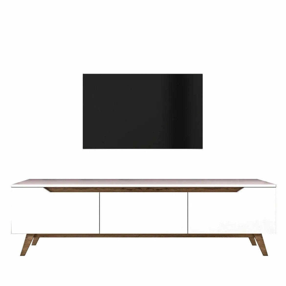 Porta TV bianco e noce 180x35x48h cm 3 ante - Apatite