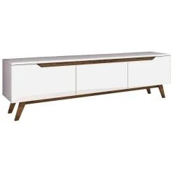 Porta TV bianco e noce 180x35x48h cm 3 ante - Apatite