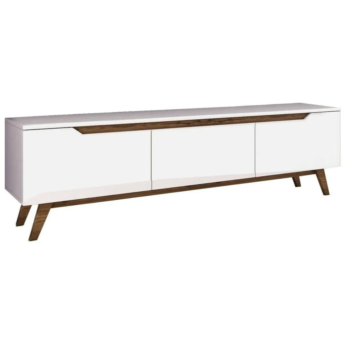 Porta TV bianco e noce 180x35x48h cm 3 ante - Apatite