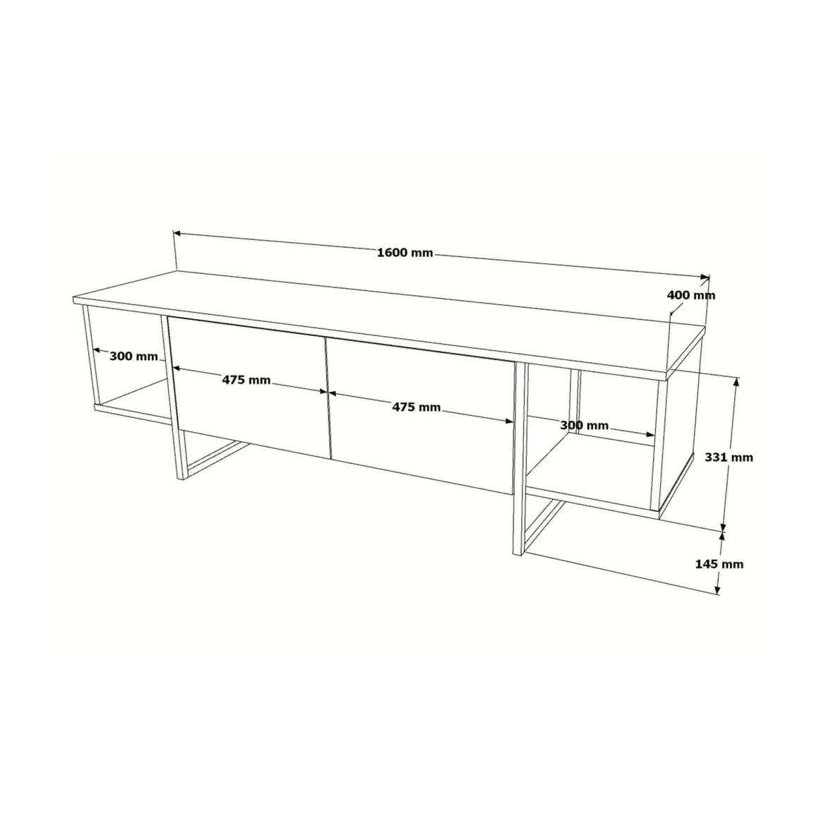 Porta TV bianco e oro 160x40x47h cm 2 ante - Adalberta