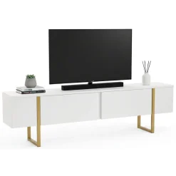 Porta TV bianco e oro 180x29x50h cm 2 ante - Lilith