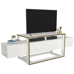 Porta TV bianco e oro 160x46x49h cm in legno - Jo