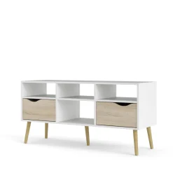 Porta TV bianco e quercia 117x39x57h cm in legno - Aliani
