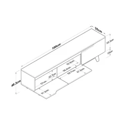Porta TV bianco e rovere 180x35x48h cm 3 ante - Apatite