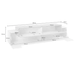 Porta TV bianco lucido 220x40x51h cm 4 ante - Amato