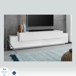 Porta TV bianco lucido 220x40x51h cm 4 ante - Amato