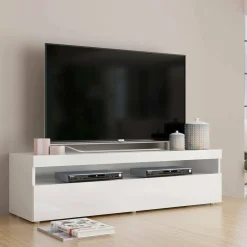 Porta TV bianco lucido 130x45x36h cm in legno - Adelicia