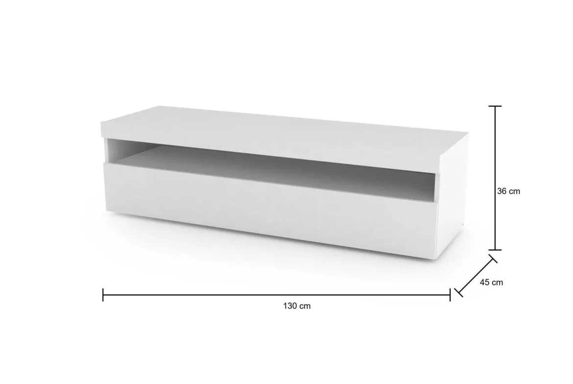 Porta TV bianco lucido 130x45x36h cm in legno - Adelicia