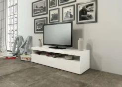 Porta TV bianco lucido 130x45x36h cm in legno - Adelicia