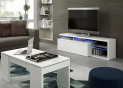 Porta TV bianco lucido 150x41x50h cm in legno - Amiuty