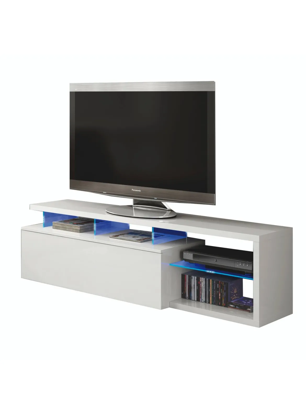 Porta TV bianco lucido 150x41x50h cm in legno - Amiuty