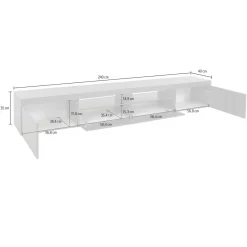 Porta TV bianco 240x40x35h cm 3 ante - Animali