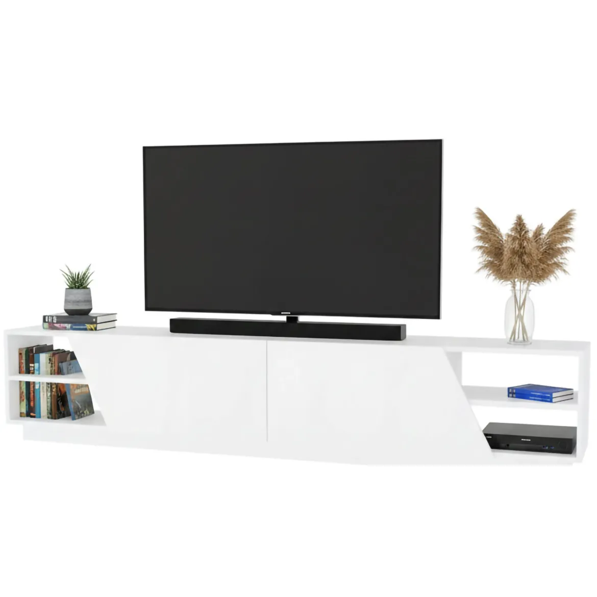 Porta TV bianco 240x37x47h cm 2 ante - Apat