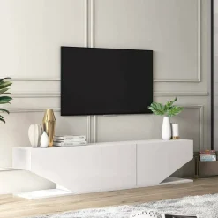 Porta TV bianco 180x30x40h cm 3 ante - Assorata