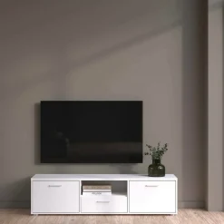 Porta TV bianco 147x39x38h cm 2 ante e 1 cassetto - Charo