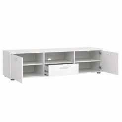 Porta TV bianco 147x39x38h cm 2 ante e 1 cassetto - Charo