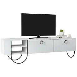 Porta TV bianco 150x36x44h cm 2 ante e 2 cassetti - Adige