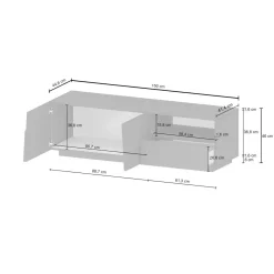 Porta TV bianco 150x44x46h cm 2 ante e 1 cassetto - Cecia