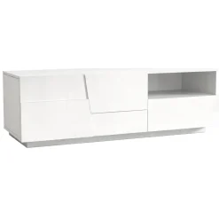 Porta TV bianco 150x44x46h cm 2 ante e 1 cassetto - Cecia