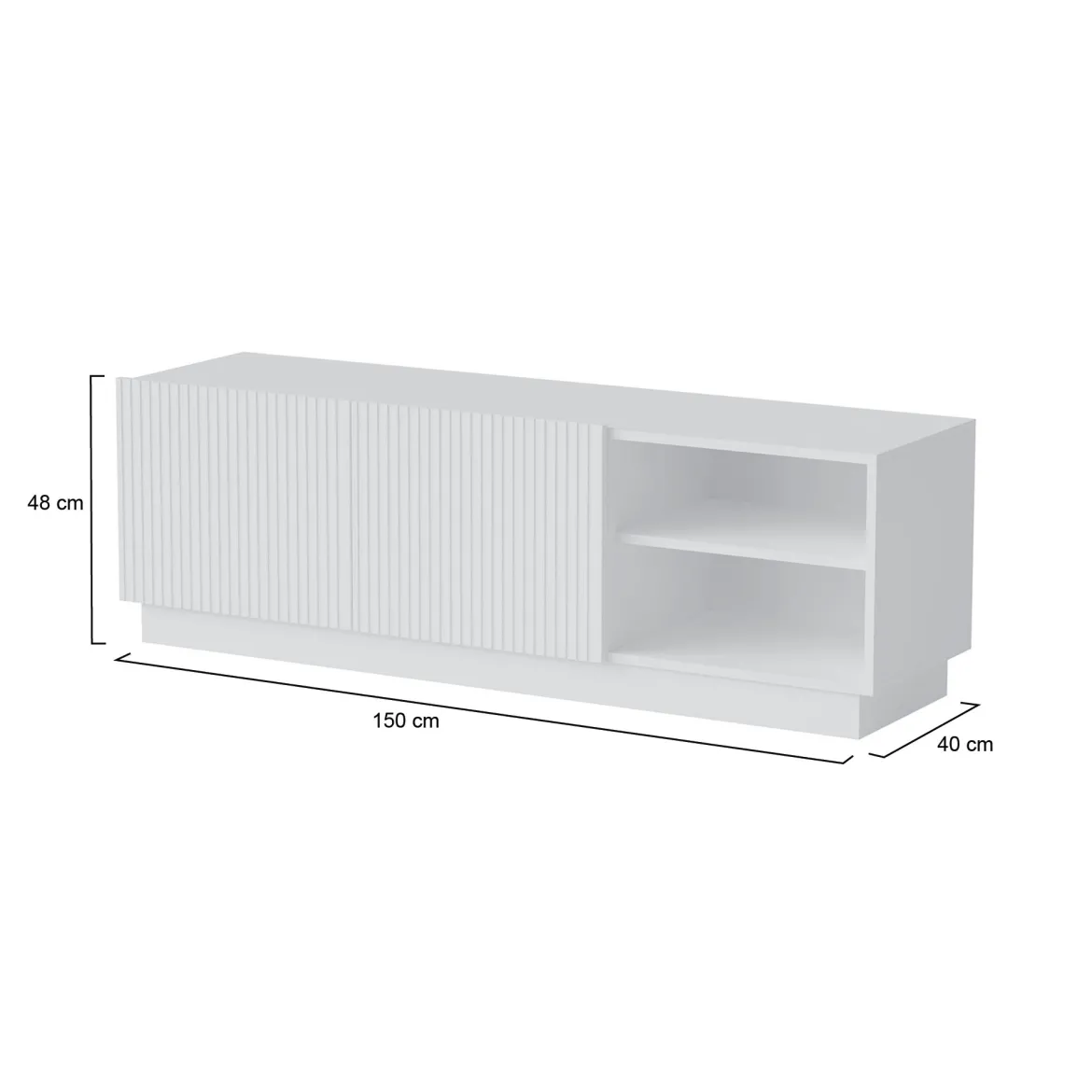 Porta TV bianco 150x40x48h cm 2 ante - Finita