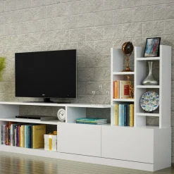 Porta TV bianco 164x25x91h cm 2 ante - Kristal