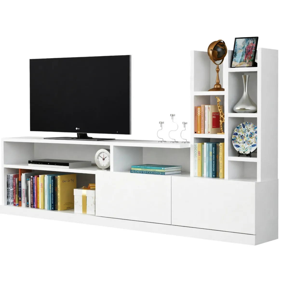 Porta TV bianco 164x25x91h cm 2 ante - Kristal