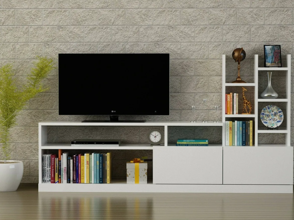 Porta TV bianco 164x25x91h cm 2 ante - Kristal
