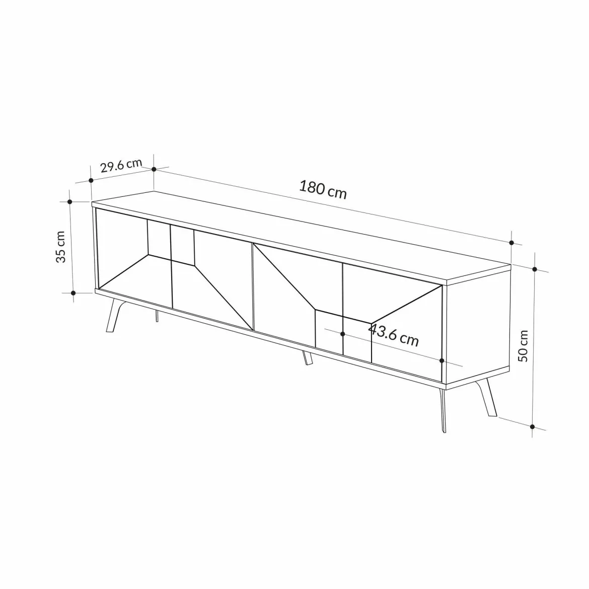 Porta TV bianco 180x29x50h cm 4 ante - OlgadiKiev