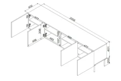 Porta TV bianco 201x40x60h cm 4 ante - Piode